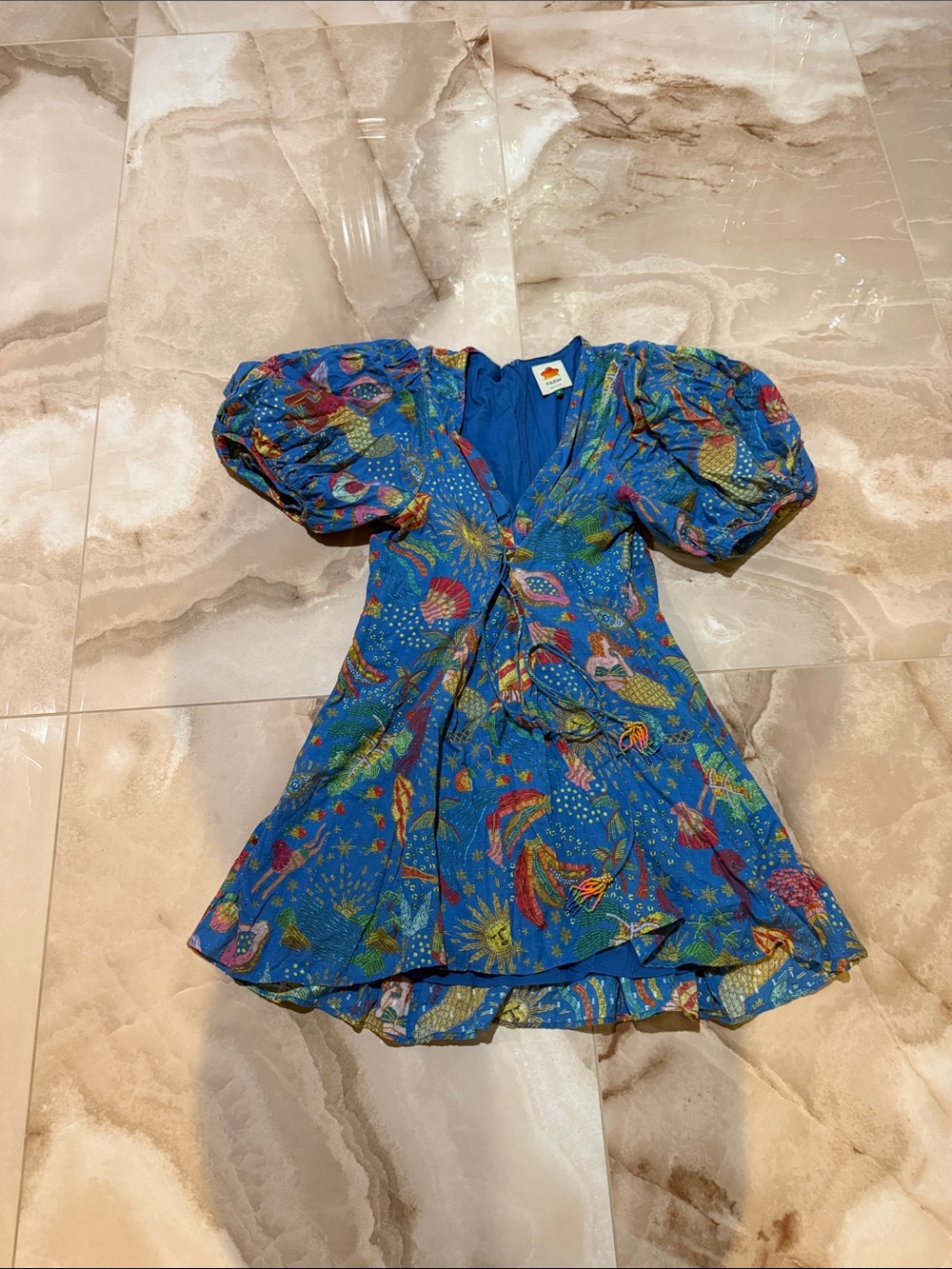 Farm Rio Floral Puff-Sleeve women’s Dress